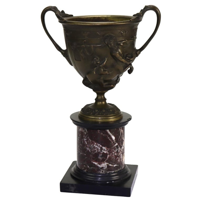 Classical Embossed Bronze Urn With Marble Base c1880 (1 of 11)