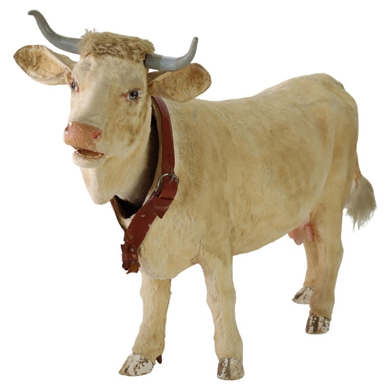 Antique German Clockwork Mechanism Automataton Advertising Nodding Dairy Cow (1 of 8)