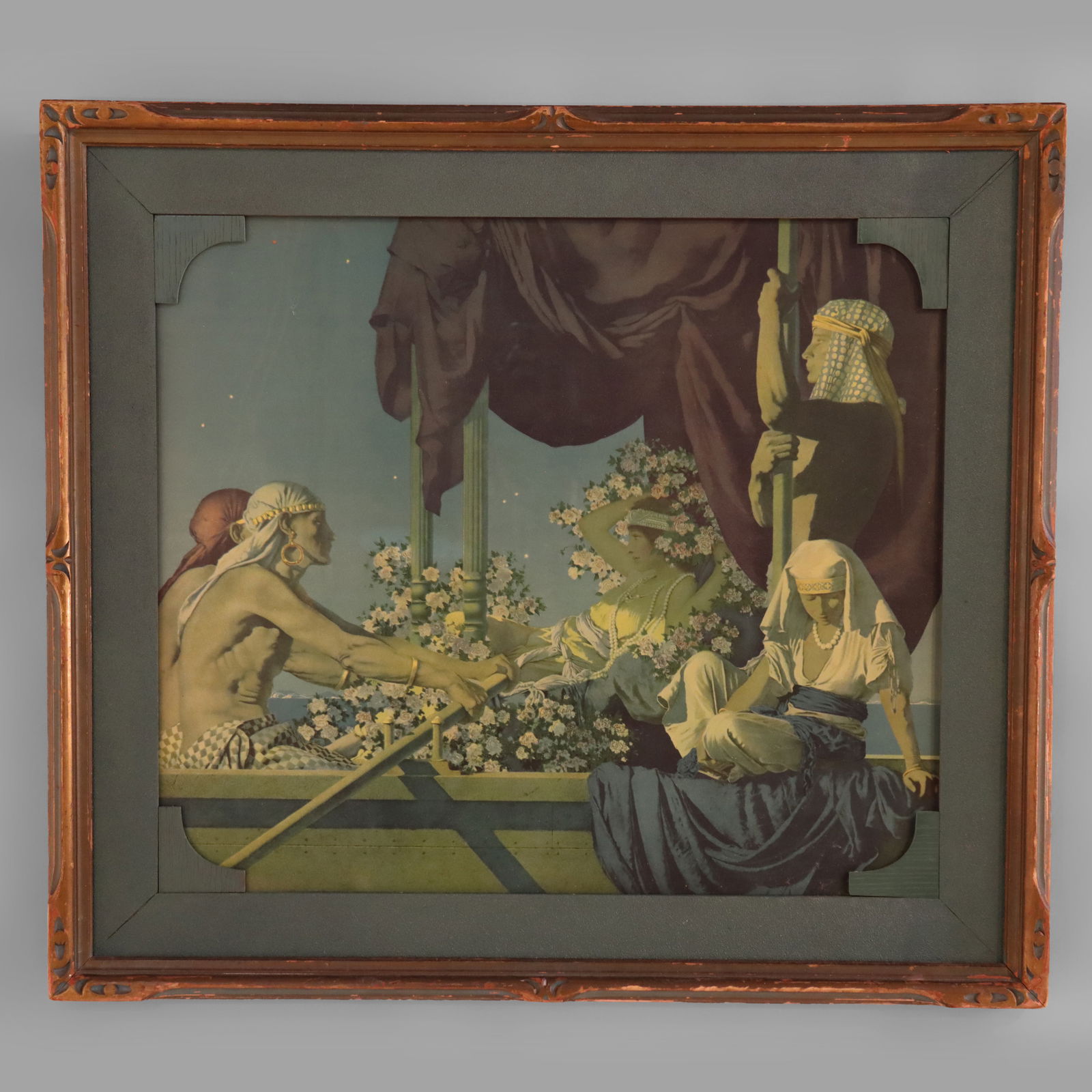 Extra Large Art Deco Maxfield Parrish Print “Cleopatra", Framed C1920 (1 of 11)