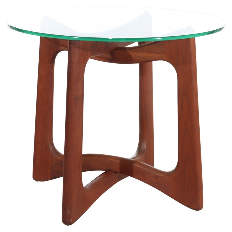 Mid Century Modern Adrian Pearsal Teak & Glass Side Table C1960: Vintage MCM Adrian Pearsal Teak & Glass Side Table C1960. Measures - 21"H x 24"W x 24"D. A Mid-Century Modern side table attributed to Adrian Pearsall, crafted around 1960. This piece features a teak