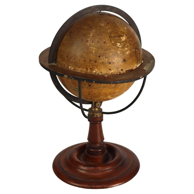 Wachob & Co. “The Excelsior” Terrestrial World Globe On Walnut & Brass Stand 19thC (1 of 10)