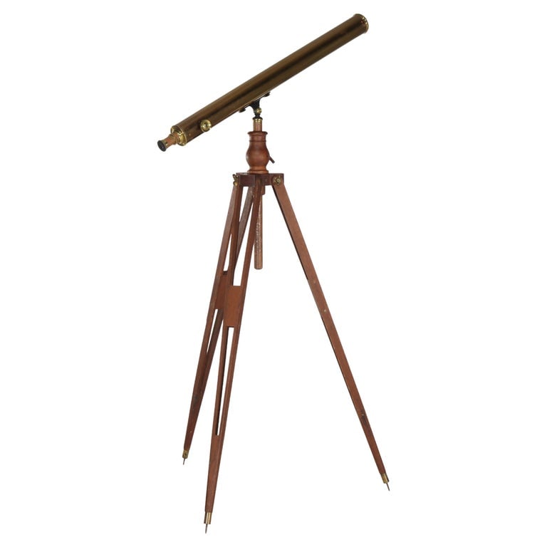 French A. Bardou Brass Telescope with Mahogany Tripod Signed C1880 (1 of 14)