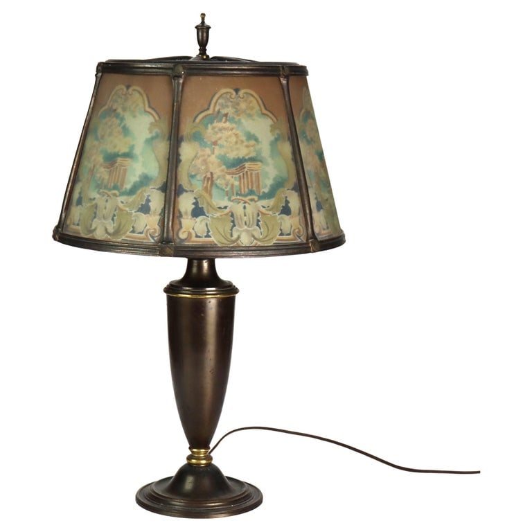 Bradley & Hubbard Classical Reverse Painted Lamp, Signed, c1920 (1 of 11)