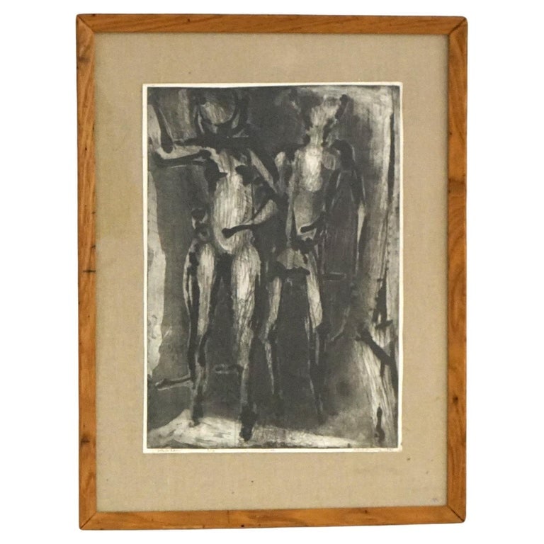 For Ghandi by Duweese Mid Century Modern Ltd Ed Charcoal Litho #3/10 “Joy In Eden" (1 of 11)