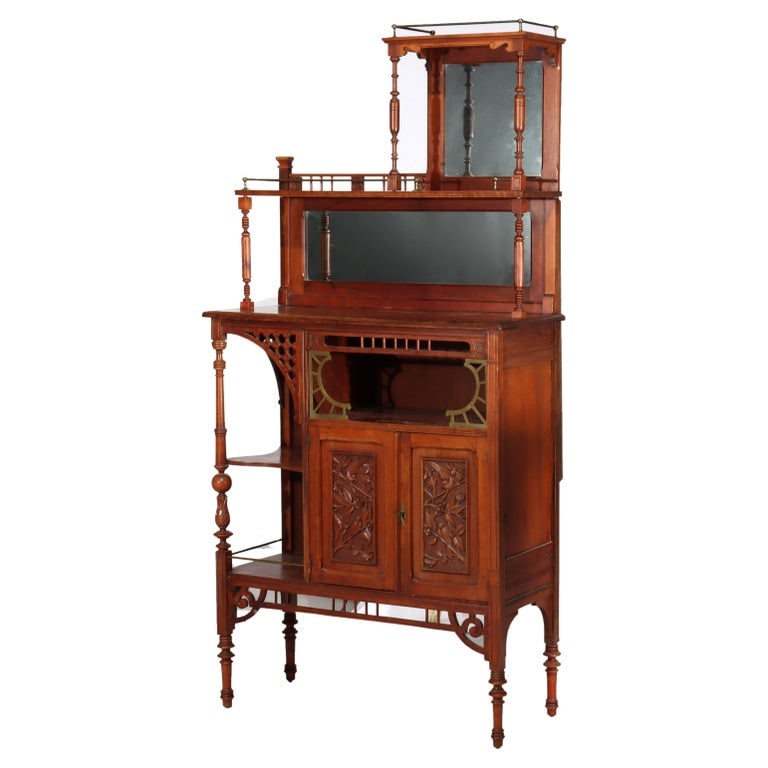 Aesthetic Movement Carved Cherry Mirrored Etagere C1880 (1 of 16)