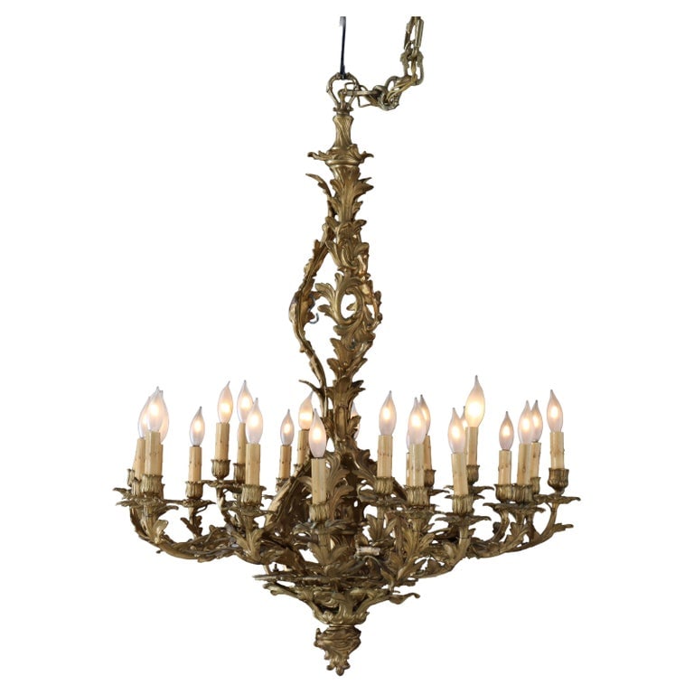 French Louis XIV Gilt Bronze 24 Light Chandelier, Early 19thC (1 of 12)