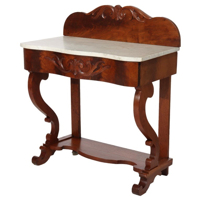 Antique Walnut Marble Top Washstand with Backsplash C1870 (1 of 9)