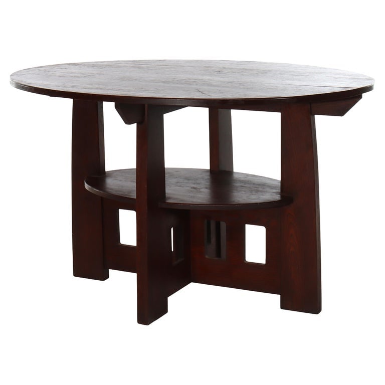 Limbert Cut-Out Mission Oak Double Oval Arts & Crafts Table c1910 (1 of 7)