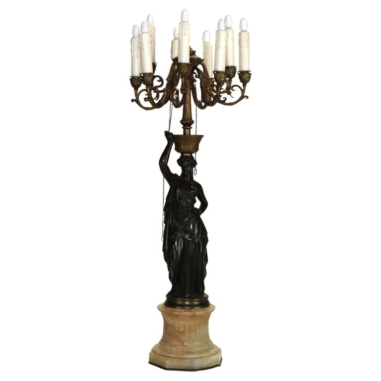 Antique Classical Bronze Sculptural Eight Light Candelabra C1890 (1 of 18)