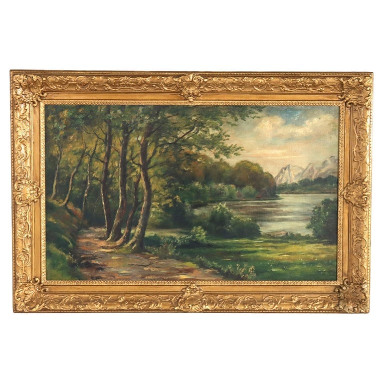 Hudson River School Oil On Canvas Landscape Signed c1900 (1 of 8)