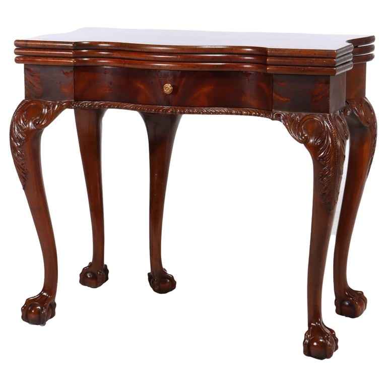 Maitland Smith Chippendale Style Carved Mahogany Game Table With Claw Feet 20thC (1 of 17)