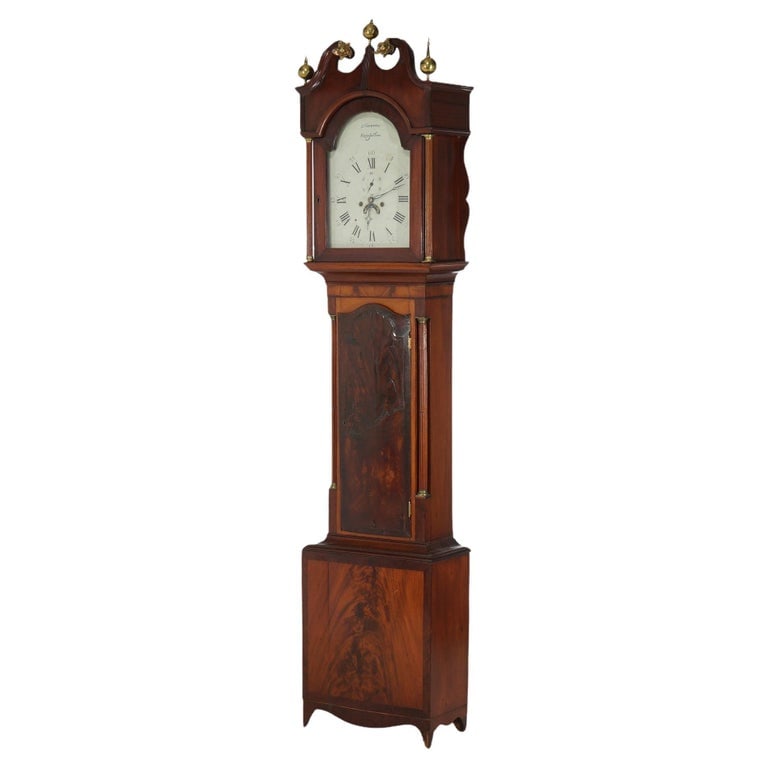English J. Carpenter Harris Town Flame Mahogany Grandfather Clock 19thC (1 of 13)