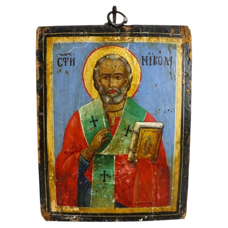 Eastern Russian Orthodox Icon Painting On Wood Of Saint Nicholas C1860 (1 of 8)