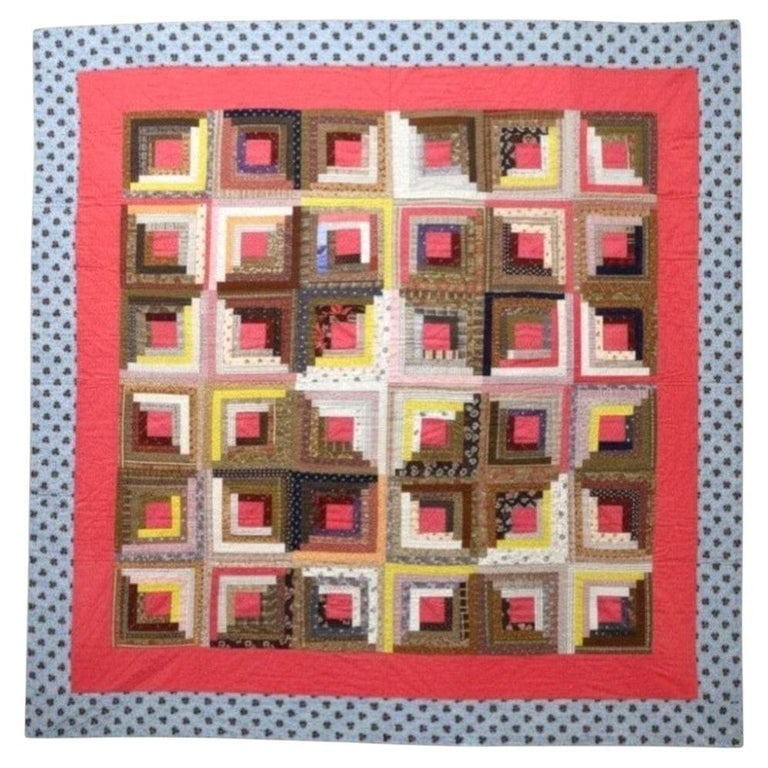 Antique Courthouse Steps Pattern Log Cabin Quilt, 84.25"x84.25", C1870: Antique Courthouse Steps Pattern Log Cabin Quilt, 84.25"x84.25", C1870. *** OPTIONAL IN-HOUSE SHIPPING & DELIVERY - While onsite retrieval is always welcome at no charge, IN-HOUSE SHIPPING & DELIVERY 