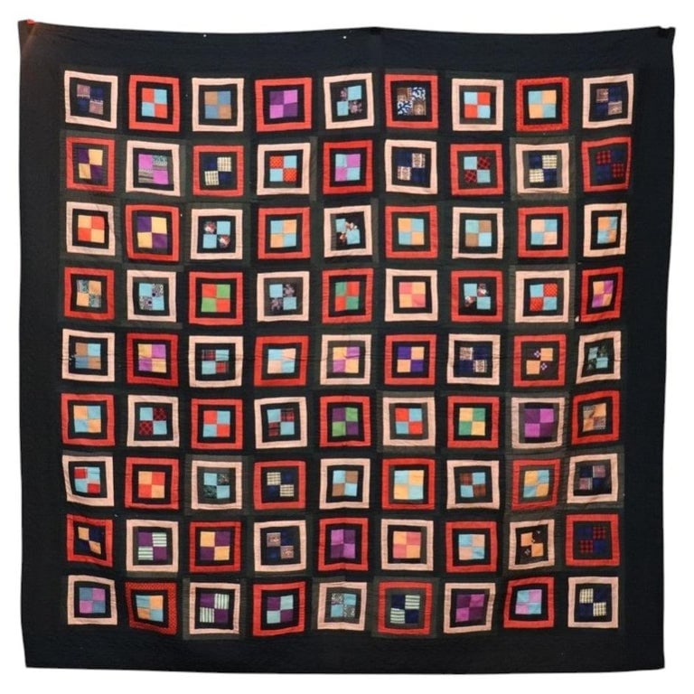 Antique PA Mennonite 4 Patch Quilt, 73.75"x76", C1890: Antique PA Mennonite 4 Patch Quilt, 73.75"x76", C1890. *** OPTIONAL IN-HOUSE SHIPPING & DELIVERY - While onsite retrieval is always welcome at no charge, IN-HOUSE SHIPPING & DELIVERY for this item is 