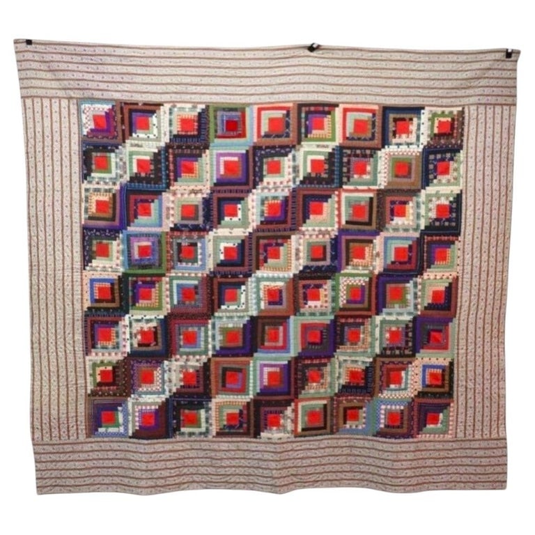 Antique PA Straight Furrow Pattern Log Cabin Quilt, 79.75"x86.5", C1870: Antique PA Straight Furrow Pattern Log Cabin Quilt, 79.75"x86.5", C1870. *** OPTIONAL IN-HOUSE SHIPPING & DELIVERY - While onsite retrieval is always welcome at no charge, IN-HOUSE SHIPPING & DELIVERY