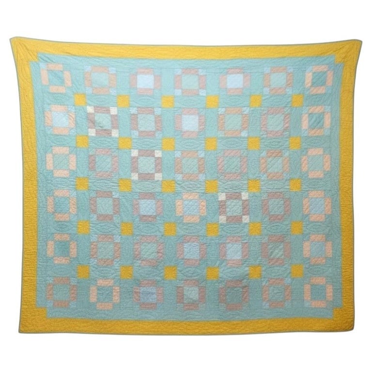Antique IL Pastel True Lover’s Knot Quilt, 74.5"x82.25", C1930: Antique IL Pastel True Lover’s Knot Quilt, 74.5"x82.25", C1930. *** OPTIONAL IN-HOUSE SHIPPING & DELIVERY - While onsite retrieval is always welcome at no charge, IN-HOUSE SHIPPING & DELIVERY for th