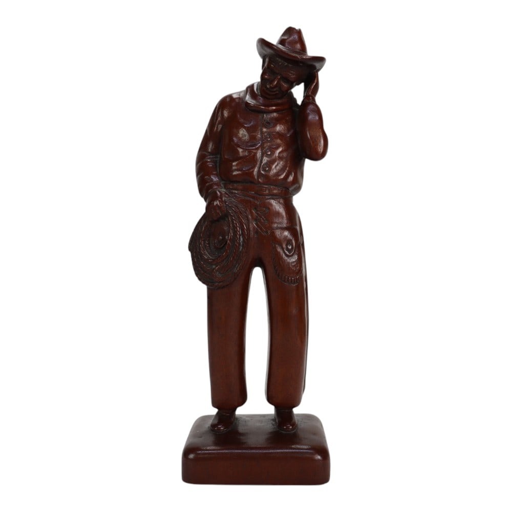 Carved Mahogany Figure Of Will Rogers In Famous Pose From Ziefeld Follies C1920: Antique Carved Mahogany Figure Of Will Rogers In Famous Pose From Ziegfeld Follies With Original Finish C1920. Measures - 14.25"H x 4.75"W x 3.75"D. *** OPTIONAL IN-HOUSE SHIPPING & DELIVERY - While o