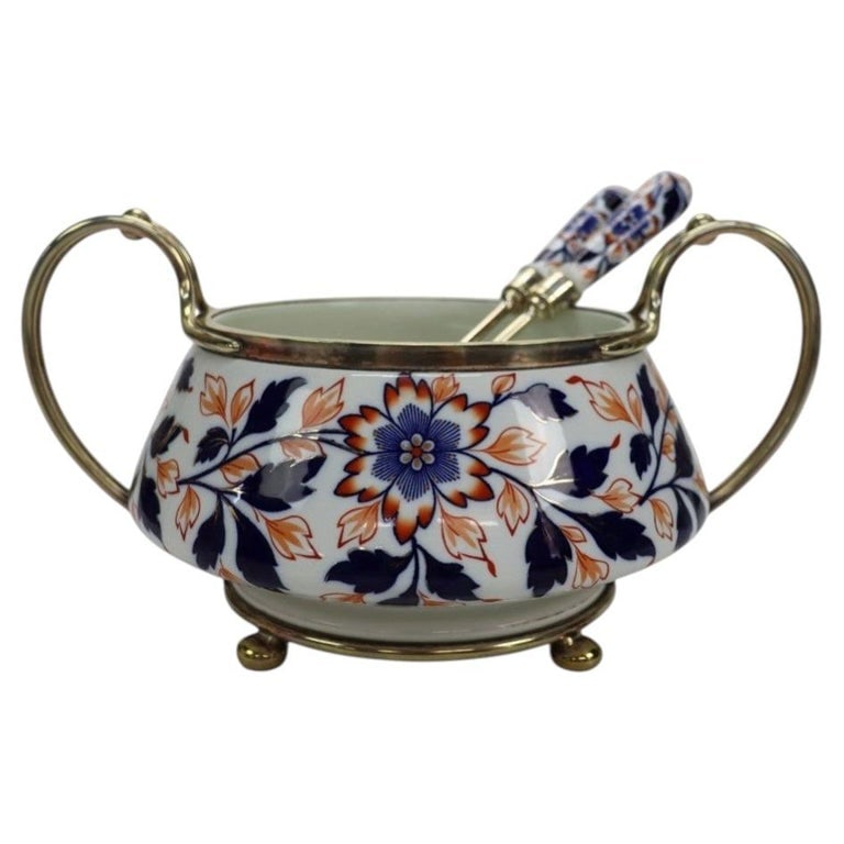 3-Pc Porcelain & Silver Plated Salad Bowl & Utensil Set With Hallmarks: 3-Pc Porcelain & Silver Plated Salad Bowl & Utensil Set With Hallmarks. Measures - 7"H x 13"W x 9.5"D. *** OPTIONAL IN-HOUSE SHIPPING & DELIVERY - While onsite retrieval is always welcome at no charge