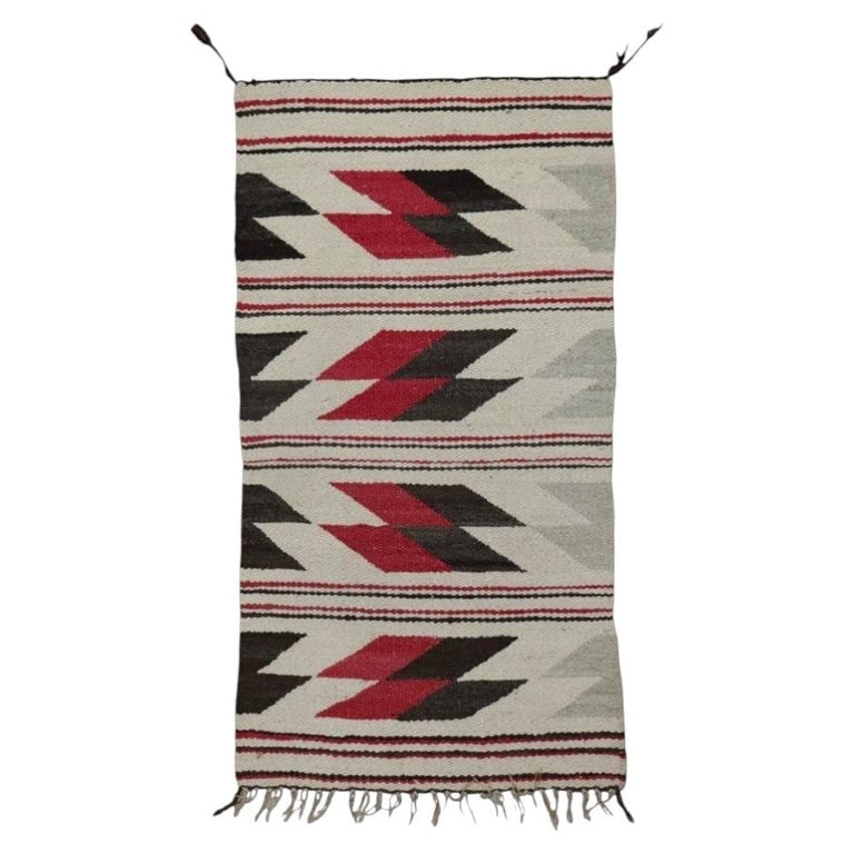 Navajo Native American Indian Spun & Woven 36"x19" Wool “Eye Dazzler” Mat C1920: Navajo Native American Indian Spun & Woven Wool “Eye Dazzler” Mat C1920. Measures - 36"L x 18.75"W. *** OPTIONAL IN-HOUSE SHIPPING & DELIVERY - While onsite retrieval is always welcome at no c