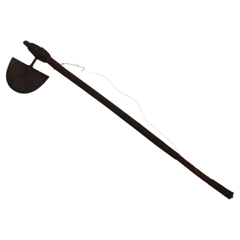 Early Half Moon Axe 19thC: Early Half Moon Axe 19thC. Measures - 29"H x 6"W x 2"D. *** OPTIONAL IN-HOUSE SHIPPING & DELIVERY - While onsite retrieval is always welcome at no charge, IN-HOUSE SHIPPING & DELIVERY for this item
