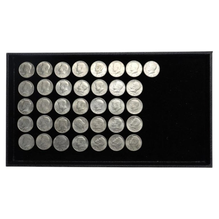 36 Kennedy Half Dollars C1972-1989: 36 Kennedy Half Dollars C1972-1989. Measures - 1.25"W x 1.25"D. *** OPTIONAL IN-HOUSE SHIPPING & DELIVERY - While onsite retrieval is always welcome at no charge, IN-HOUSE SHIPPING & DELIVERY for this