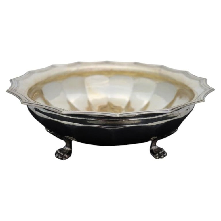 Sterling Silver Scallop Rim Candy Dish, Paw Feet,19.9 Troy Ounces: Sterling Silver Ornate Scalloped Rim Candy Dish With Lion’s Paw Feet Sterling Mark 19.9 Troy Ounces. Measures - 3.25"H x 10.5"W x 10.5"D. *** OPTIONAL IN-HOUSE SHIPPING & DELIVERY - While onsite ret