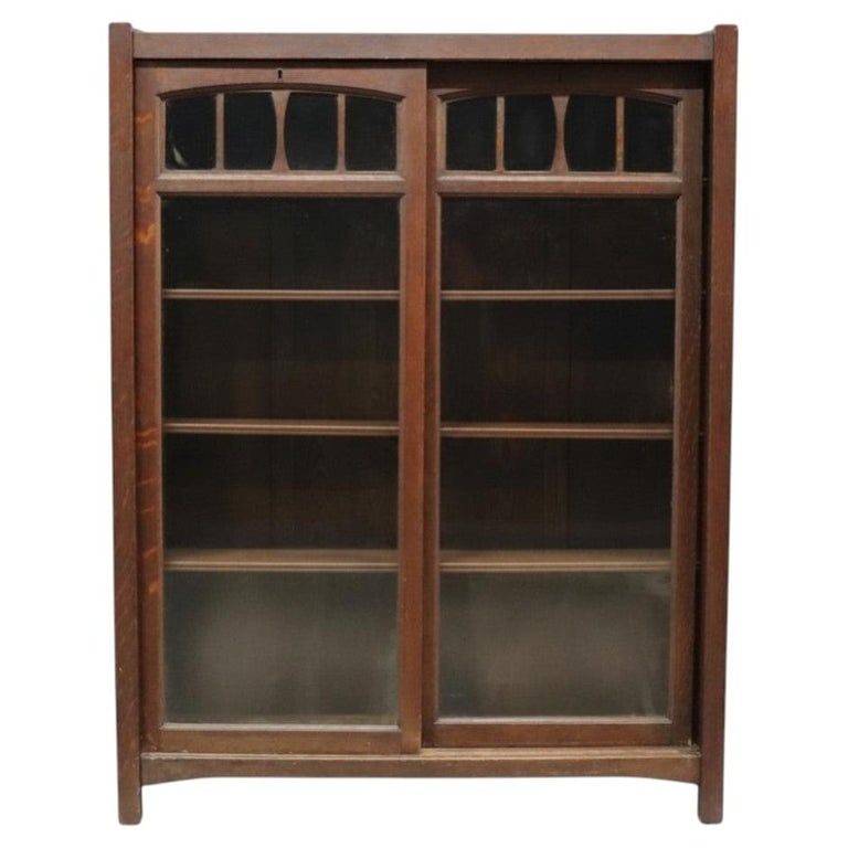 Arts & Crafts Mission Oak Sliding 2-Door Bookcase C1910 (1 of 7)