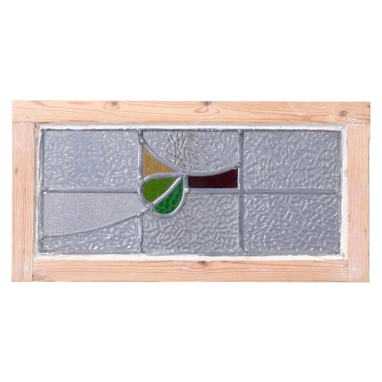 Arts & Crafts Leaded Stylized Floral Stained Glass Window C1920 (1 of 6)