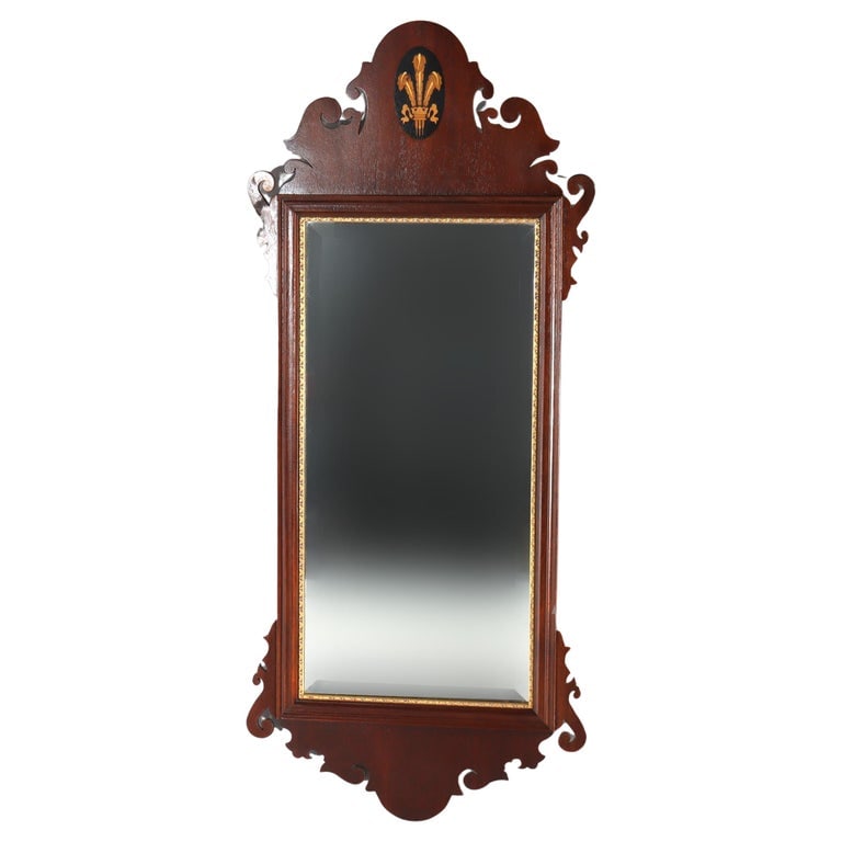 Kittinger Form 38" Federal Style Parcel Gilt Mahogany Wall Mirror 20thC (1 of 10)