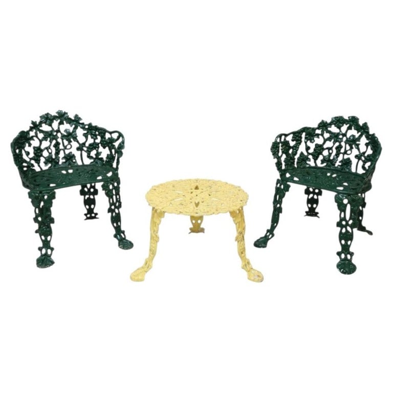 3-Piece Antique Cast Iron Grape & Leaf Garden Set C1930 (1 of 11)