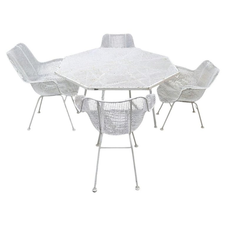 5-Piece Vintage Russell Woodard (attr) Wire Patio Set: 1 Table & 4 Chairs, c1960 (1 of 11)