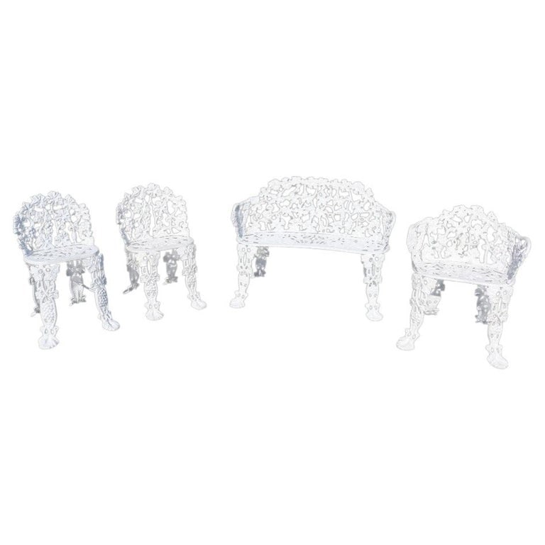 4-Piece Grape & Leaf Cast Iron Garden Set - 3 Chairs & Setee C1900 (1 of 7)