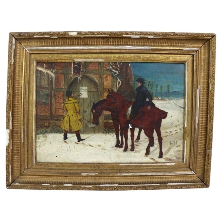 Oil On Canvas Reproduction Of Samuel E. Waller’s “Cold Comfort” Painting 19thC: Oil On Canvas Reproduction Of Samuel E. Waller’s “Cold Comfort” Painting 19thC. Measures - 19.5"H x 25.5"W x 1.75"D. *** OPTIONAL IN-HOUSE SHIPPING & DELIVERY - While onsite retrieval is alw