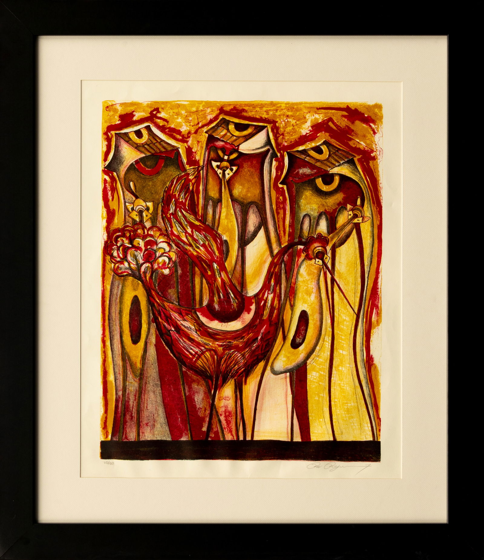 Rolando Rojas, GALLO ROJO: Litografia sobre papel firmada con certificado de autenticidad. 86 x 63 cm (sin marco). Este lote se encuentra en Queretaro, Mx