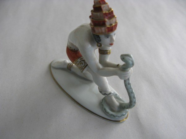 ROSENTHAL FIGURINE, SNAKE: ROSENTHAL FIGURINE OF SNAKE CHARMER, 3 1/2" H