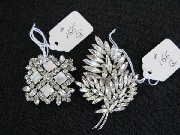SHERMAN LEAF BROOCH, PLUS OTHER: SHERMAN LEAF BROOCH, PLUS OTHER SQUARE BROOCH WITH FOUR INSET MOTHER OF PEARL STONES
