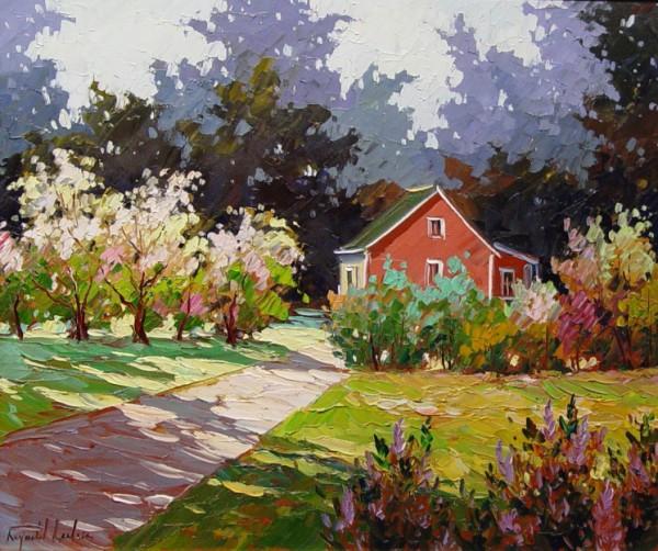 OIL ON BOARD, RAYNALD LECLERC: OIL ON BOARD, RAYNALD LECLERC, "FRAICHEUR DU MATIN", 20" X 24". PRIVATE COLLECTION, GOOD CONDITION