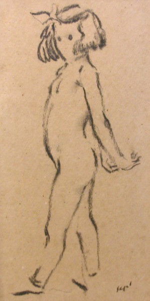 CHARCOAL ON PAPER, GEORGE SEGAL: CHARCOAL ON PAPER, GEORGE SEGAL, AMERICAN, (1924-2000), 6" X 12". PRIVATE COLLECTION. GOOD CONDITION