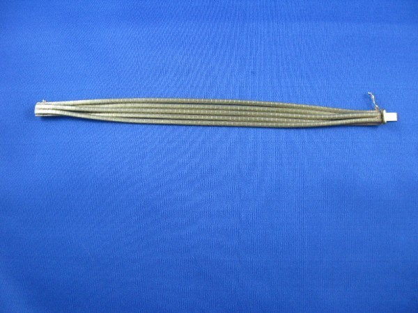18K YELLOW GOLD FIVE STRAND LINK BRACELET: 18K YELLOW GOLD FIVE STRAND LINK BRACELET WITH BRUSHED EXTERIOR FINISH, MARK "750", 36.9 GRAMS, 8"L. GOOD CONDITION. CAMPBELL ESTATE