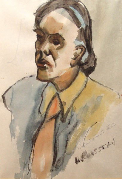 WATERCOLOUR, ALBERT ROUSSEAU, CANADIAN: WATERCOLOUR, ALBERT ROUSSEAU, CANADIAN, (1908-1982), PORTRAIT OF MARC-AURELE FORTIN, 14" X 21". PRIVATE COLLECTION, GOOD CONDITION