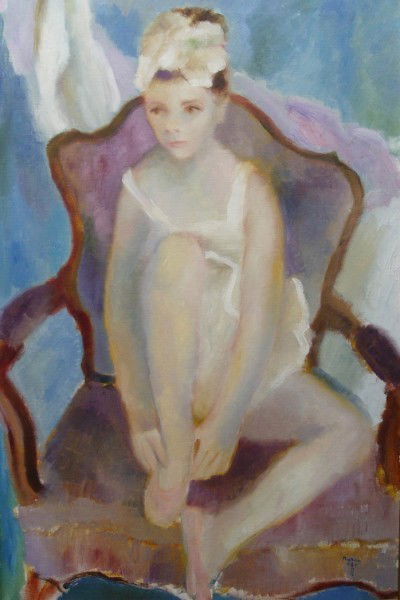 OIL ON CANVAS, ANDRE DURAND: OIL ON CANVAS, ANDRE DURAND, FRENCH/ENGLISH, (1941-?), THE YOUNG BALLERINA, 24" X 36". PRIVATE COLLECTION, GOOD CONDITION