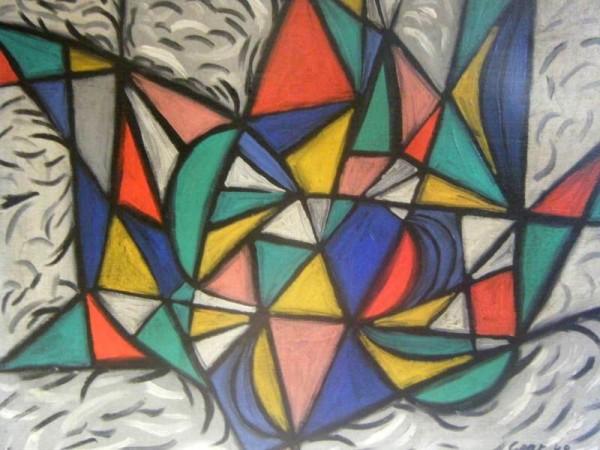 OIL ON CANVAS, WILLIAM GEAR: OIL ON CANVAS, WILLIAM GEAR, SCOTTISH, (1915-1997), ABSTRACT, DATED 1949, 16" X 20"