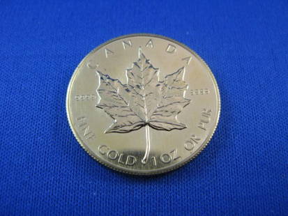 CANADIAN MAPLE LEAF FIFTY DOLLAR GOLD COIN: 1983, UNCIRCULATED, 30.8 GR, .999 PURE