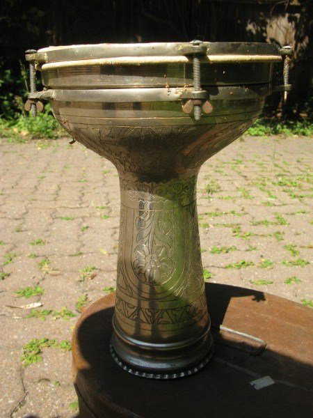5 Asian Engraved Metal Drum