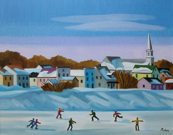 OIL ON CANVAS - CLAUDE PICHER R.C.A.: CANADIAN (1927 - ?), STE-FLORENCE MAPEDIA QC 1987" 16" X 20"
