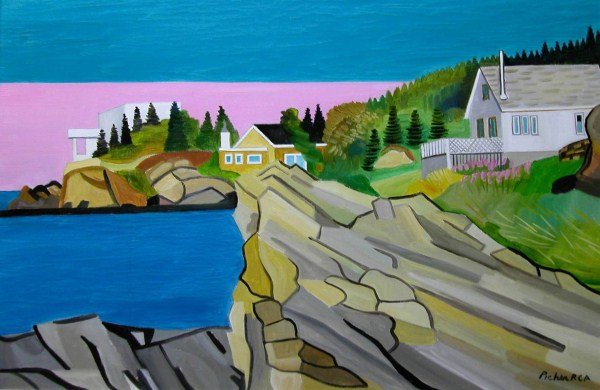 OIL ON CANVAS - CLAUDE PICHER R.C.A.: CANADIAN (1927-?), "MAISON DES VALOIS A TROIS- PISTOLES, QC, 1994" 24" X 36"