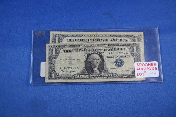 TWO USA SILVER CERTIFICATE ONE DOLLAR BILLS: ONE DOLLAR BILLS