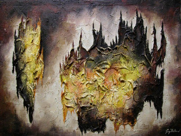OIL ON CANVAS - GUY BELAND: CANADIAN, "LES MONTAGNES" 30" X 40"