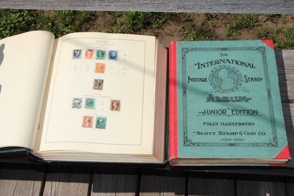 SCOTTS INTERNATIONAL JUNIOR EDITION STAMP ALBUM: PLUS SCOTTS NATIONAL POSTAGE ALBUM COLLECTION STARTS 1879, AMERICAN PLUS OTHER COUNTRIES, ONLY PARTIALLY COMPLETE